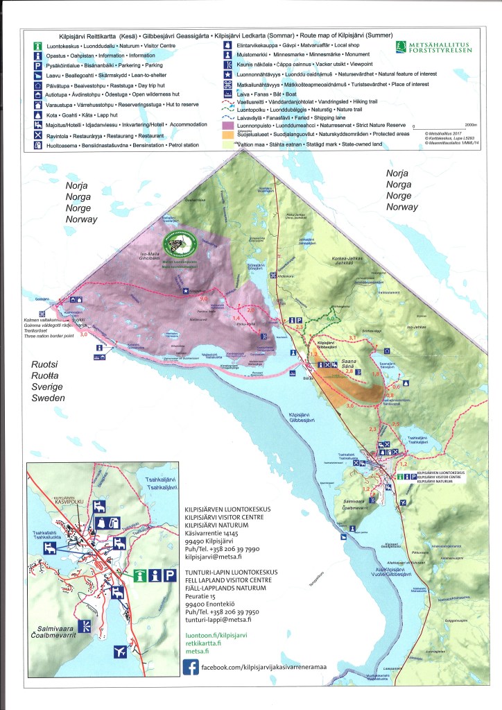 Kuva Kilpisjärven reittikartasta.
